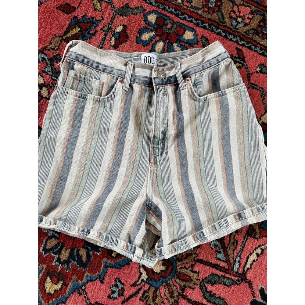 BDG High Rise Striped Shorts Denim Jeans 27 Urban Outfitters Women's Mom